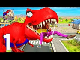 Animal City Attack Rampage Simulation Game Android Gameplay / Tyrannosaurus Rex Spider-Man